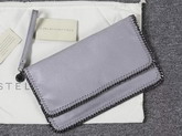 Stella Mccartney Falabella Chamois Fold Over Clutch in Light Grey for Sale