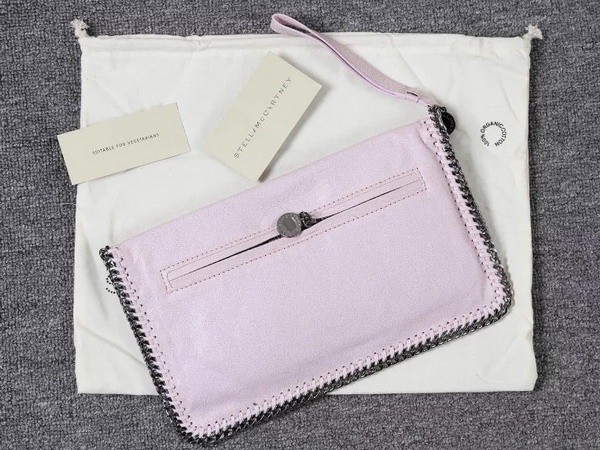 Stella Mccartney Falabella Chamois Fold Over Clutch in Pink for Sale