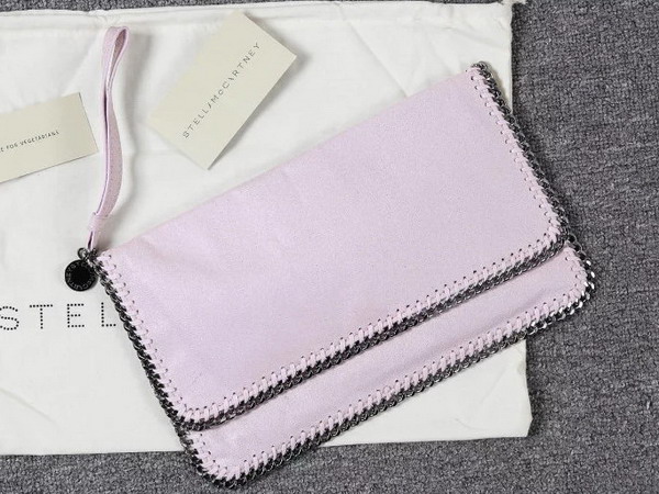 Stella Mccartney Falabella Chamois Fold Over Clutch in Pink for Sale