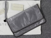 Stella Mccartney Falabella Chamois Fold Over Clutch in Silver for Sale
