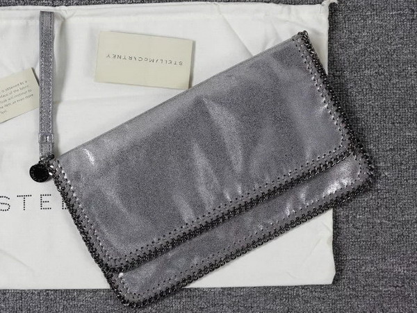 Stella Mccartney Falabella Chamois Fold Over Clutch in Silver for Sale