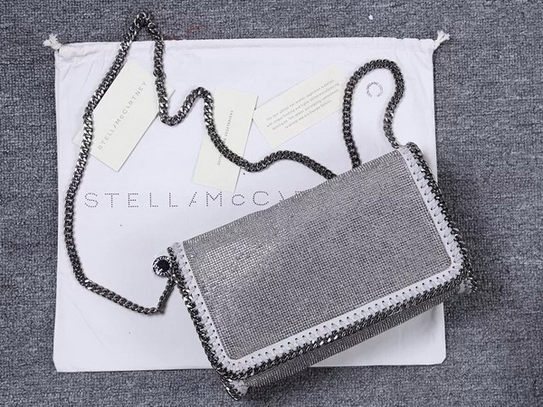 Stella Mccartney Falabella Cristal Stones Cross Body Bag in Light Grey for Sale