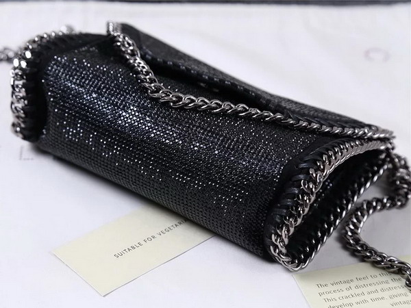 Stella Mccartney Falabella Crystal Stones Shaggy Deer Tiny Bag in Black for Sale