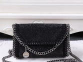Stella Mccartney Falabella Crystal Stones Shaggy Deer Tiny Bag in Black for Sale