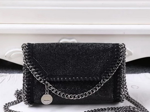 Stella Mccartney Falabella Crystal Stones Shaggy Deer Tiny Bag in Black for Sale