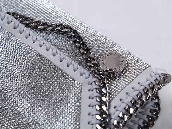 Stella Mccartney Falabella Crystal Stones Shaggy Deer Tiny Bag in Light Grey for Sale