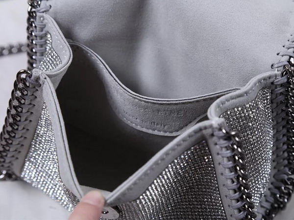 Stella Mccartney Falabella Crystal Stones Shaggy Deer Tiny Bag in Light Grey for Sale