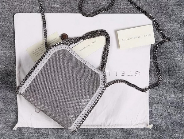 Stella Mccartney Falabella Crystal Stones Tiny Tote in Grey for Sale