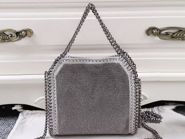 Stella Mccartney Falabella Crystal Stones Tiny Tote in Grey for Sale