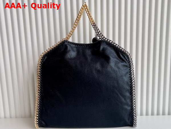Stella Mccartney Falabella Fold Over Tote in Black Silver and Gold Chain Replica