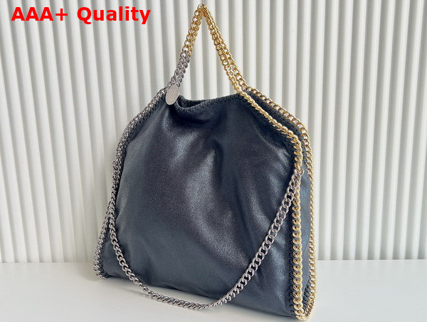 Stella Mccartney Falabella Fold Over Tote in Black Silver and Gold Chain Replica