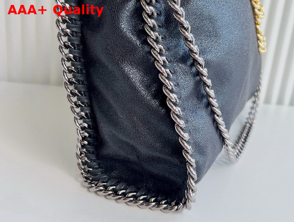 Stella Mccartney Falabella Fold Over Tote in Black Silver and Gold Chain Replica