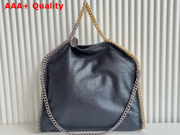 Stella Mccartney Falabella Fold Over Tote in Black Silver and Gold Chain Replica