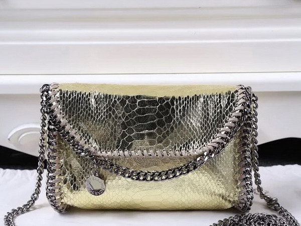 Stella Mccartney Falabella Metallic Alter Snake Tiny Bag in Gold for Sale
