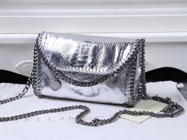 Stella Mccartney Falabella Metallic Alter Snake Tiny Bag in Silver for Sale
