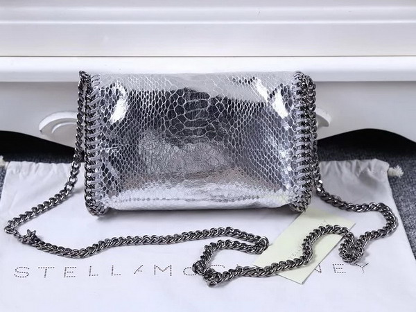 Stella Mccartney Falabella Metallic Alter Snake Tiny Bag in Silver for Sale