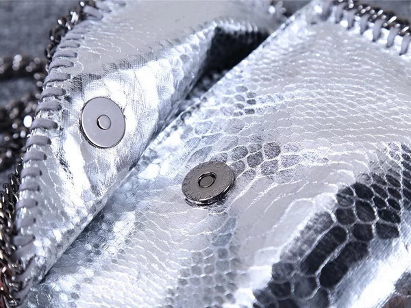 Stella Mccartney Falabella Metallic Alter Snake Tiny Bag in Silver for Sale