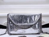 Stella Mccartney Falabella Metallic Alter Snake Tiny Bag in Silver for Sale