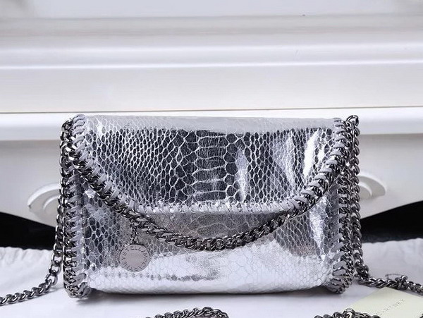 Stella Mccartney Falabella Metallic Alter Snake Tiny Bag in Silver for Sale