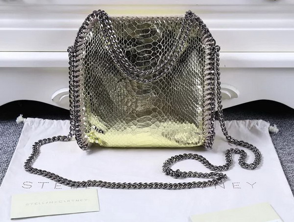 Stella Mccartney Falabella Metallic Alter Snake Tiny Tote in Gold for Sale
