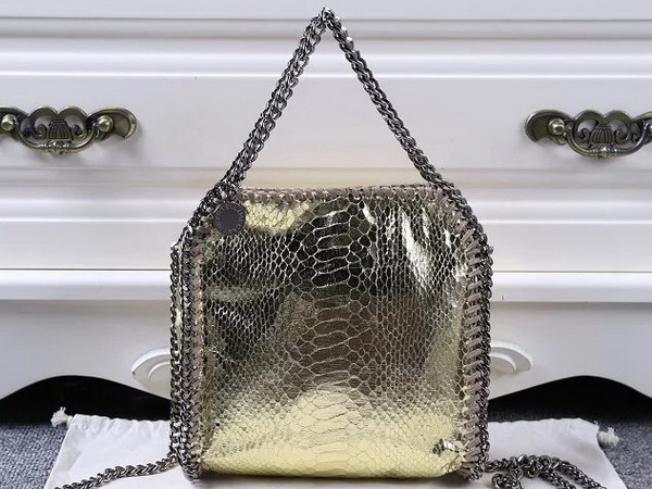 Stella Mccartney Falabella Metallic Alter Snake Tiny Tote in Gold for Sale