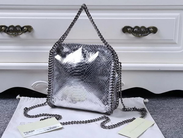 Stella Mccartney Falabella Metallic Alter Snake Tiny Tote in Silver for Sale
