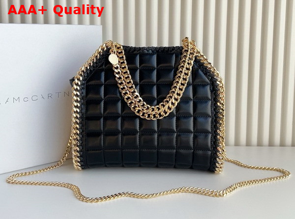 Stella Mccartney Falabella Square Quilted Wallet Crossbody Bag in Black Leather Replica