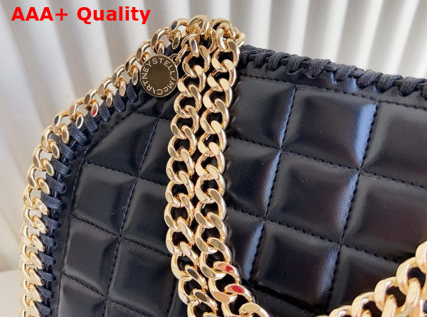 Stella Mccartney Falabella Square Quilted Wallet Crossbody Bag in Black Leather Replica