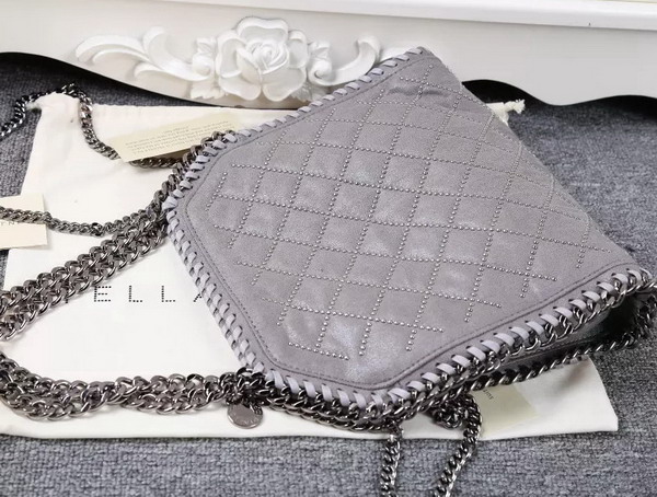 Stella Mccartney Falabella Studded Quilted Shaggy Deer Mini Tote Light Grey for Sale