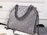 Stella Mccartney Falabella Studded Quilted Shaggy Deer Mini Tote Light Grey for Sale