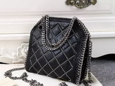 Stella Mccartney Falabella Studded Quilted Shaggy Deer Tiny Tote in Black for Sale