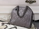 Stella Mccartney Falabella Studded Quilted Shaggy Deer Tiny Tote in Light Grey for Sale