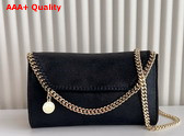 Stella Mccartney Falabella Wallet Crossbody Bag in Black Matte Vegan Shaggy Deer Fabric Replica