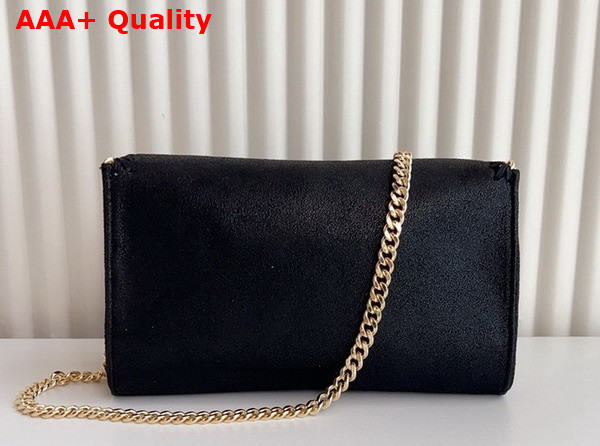 Stella Mccartney Falabella Wallet Crossbody Bag in Black Matte Vegan Shaggy Deer Fabric Replica