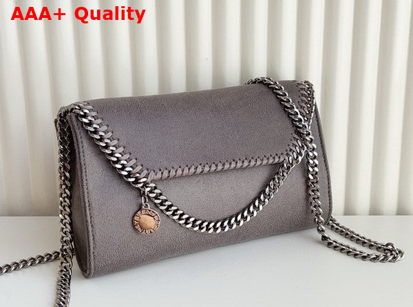 Stella Mccartney Falabella Wallet Crossbody Bag in Ice Grey Matte Vegan Shaggy Deer Fabric Replica