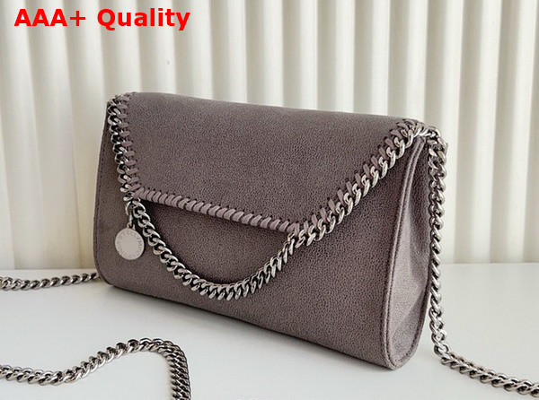 Stella Mccartney Falabella Wallet Crossbody Bag in Ice Grey Matte Vegan Shaggy Deer Fabric Replica