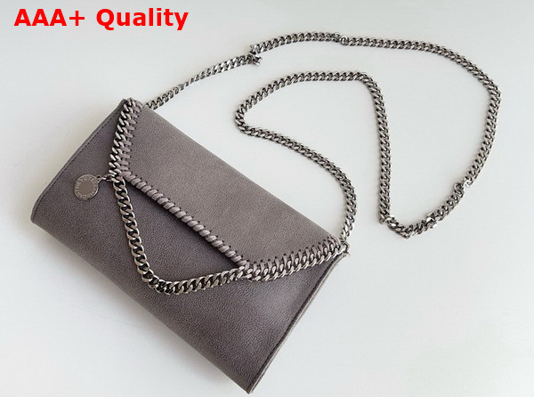 Stella Mccartney Falabella Wallet Crossbody Bag in Ice Grey Matte Vegan Shaggy Deer Fabric Replica