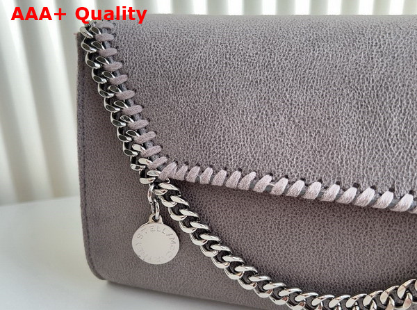 Stella Mccartney Falabella Wallet Crossbody Bag in Ice Grey Matte Vegan Shaggy Deer Fabric Replica