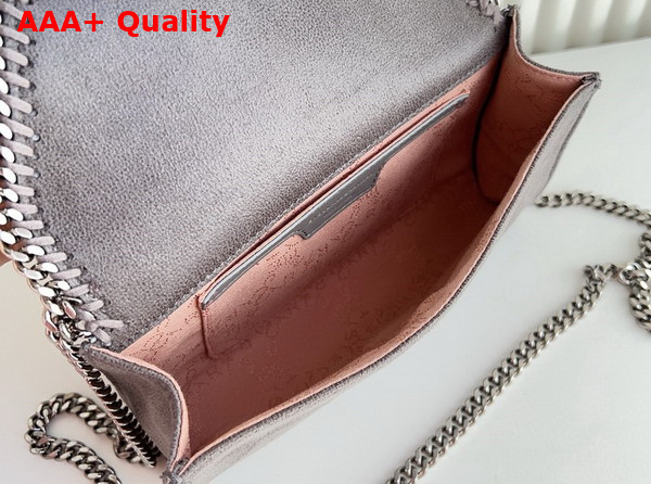 Stella Mccartney Falabella Wallet Crossbody Bag in Ice Grey Matte Vegan Shaggy Deer Fabric Replica