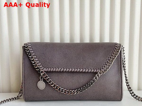 Stella Mccartney Falabella Wallet Crossbody Bag in Ice Grey Matte Vegan Shaggy Deer Fabric Replica