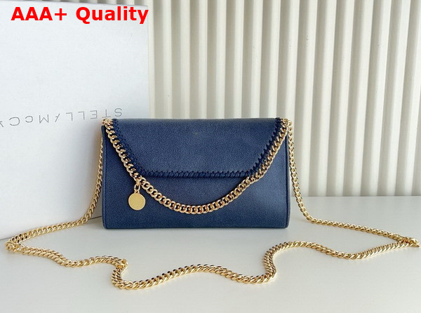 Stella Mccartney Falabella Wallet Crossbody Bag in Indigo Moon Matte Vegan Shaggy Deer Fabric Replica