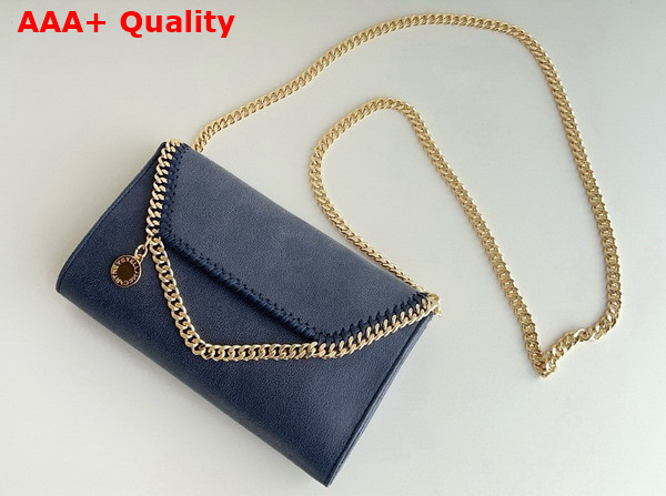 Stella Mccartney Falabella Wallet Crossbody Bag in Indigo Moon Matte Vegan Shaggy Deer Fabric Replica