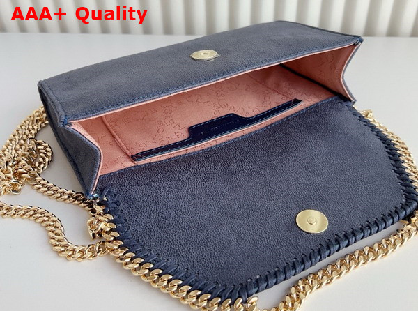 Stella Mccartney Falabella Wallet Crossbody Bag in Indigo Moon Matte Vegan Shaggy Deer Fabric Replica