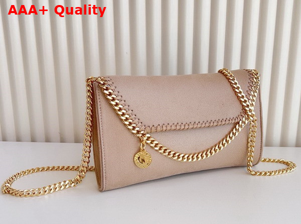Stella Mccartney Falabella Wallet Crossbody Bag in Peony Pink Matte Vegan Shaggy Deer Fabric Replica