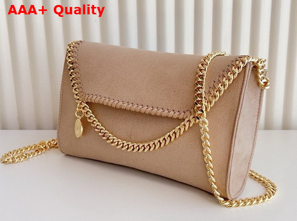 Stella Mccartney Falabella Wallet Crossbody Bag in Peony Pink Matte Vegan Shaggy Deer Fabric Replica
