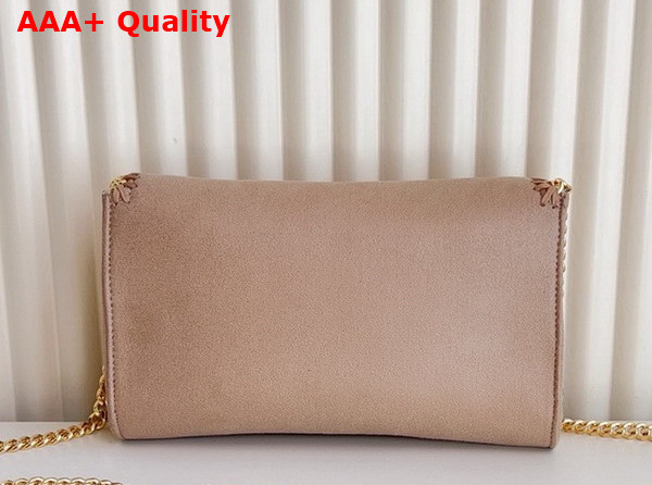 Stella Mccartney Falabella Wallet Crossbody Bag in Peony Pink Matte Vegan Shaggy Deer Fabric Replica