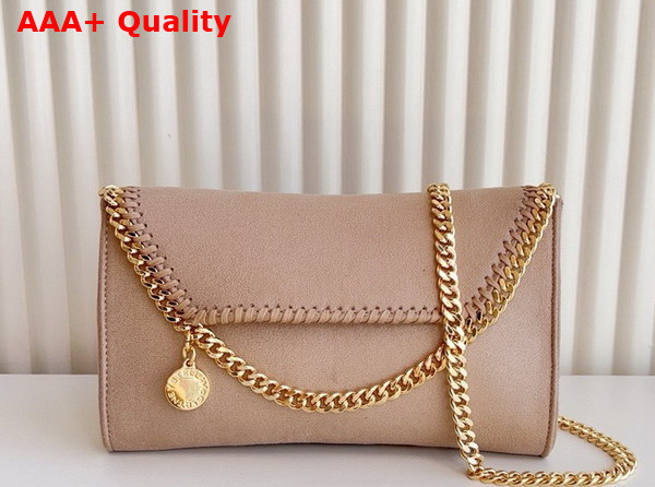 Stella Mccartney Falabella Wallet Crossbody Bag in Peony Pink Matte Vegan Shaggy Deer Fabric Replica