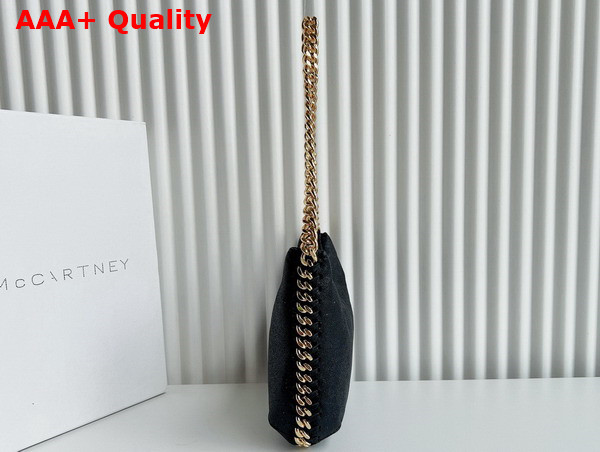 Stella Mccartney Falabella Zipped Mini Shoulder Bag in Black with Gold Chain Replica
