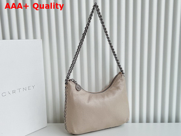 Stella Mccartney Falabella Zipped Mini Shoulder Bag in Butter Cream with Silver Chain Replica