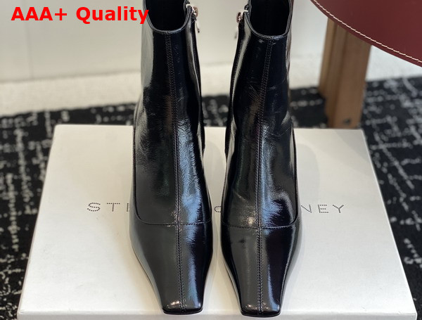 Stella Spur Heeled Ankle Boots in Black Leather Replica
